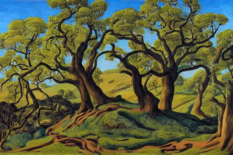 masterpiece painting of oak trees on a hillside Stable Diffusion OpenArt