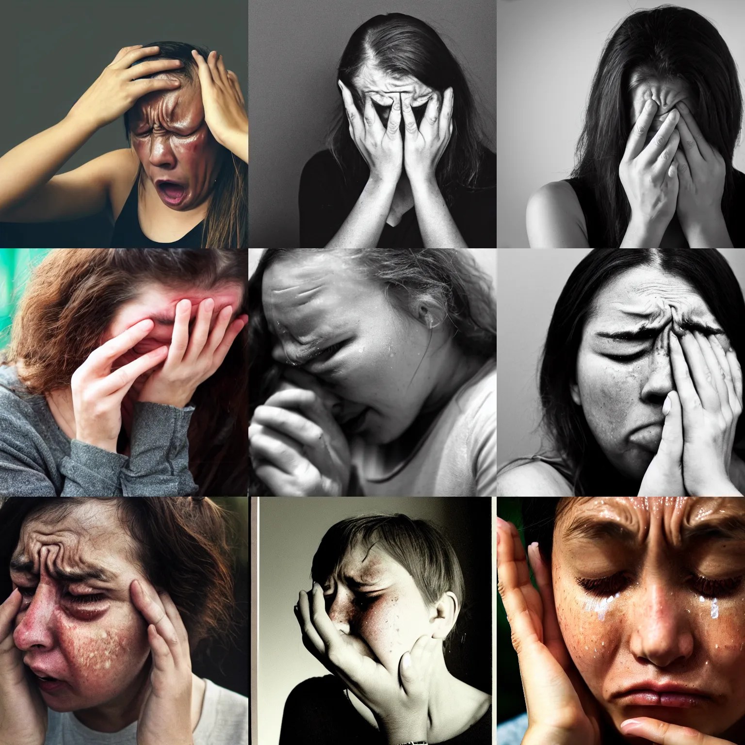 a photograph of a person crying, sad, tears Stable Diffusion OpenArt