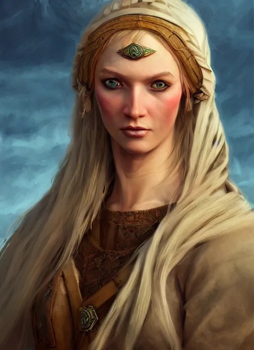 blonde peasant woman, fantasy, medieval, vivid colors, Stable Diffusion