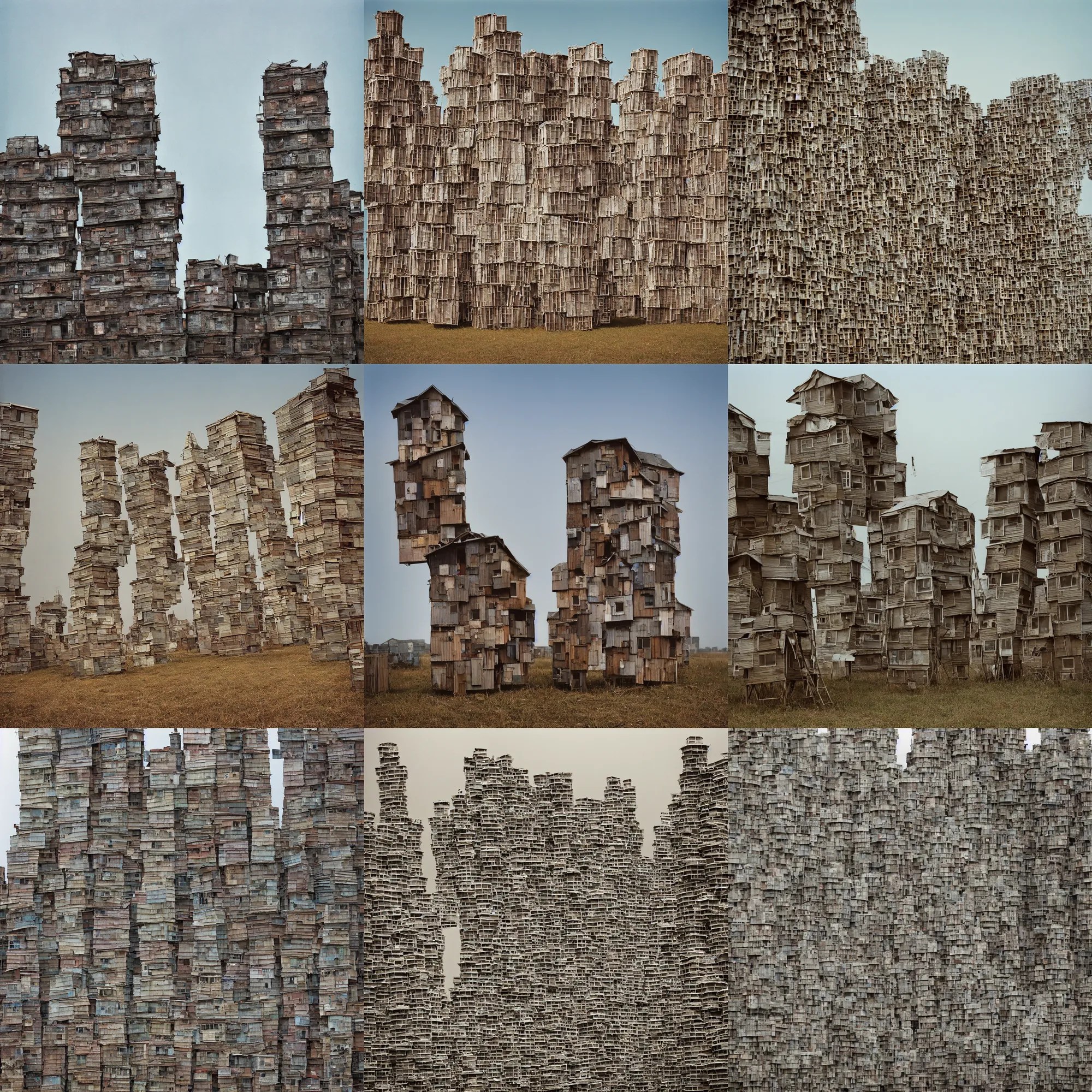 close up view of towers, made up of stacked Stable Diffusion OpenArt