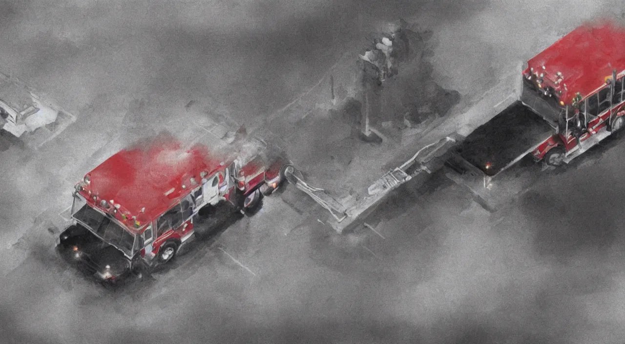 Graphic crime scene, fire truck lights flashing, Stable Diffusion OpenArt