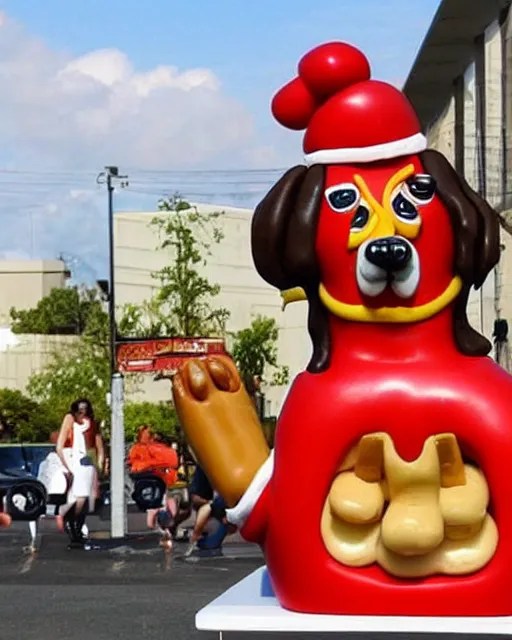 hotdog sculpture of snoop dogg made of hotdogs Stable Diffusion OpenArt