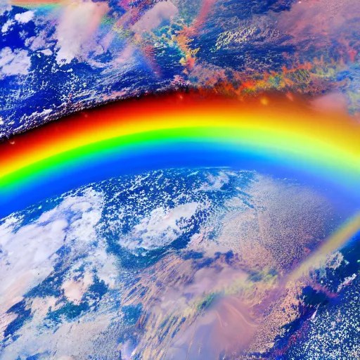 a rainbow seen from space, 4K, artistic picture Stable Diffusion