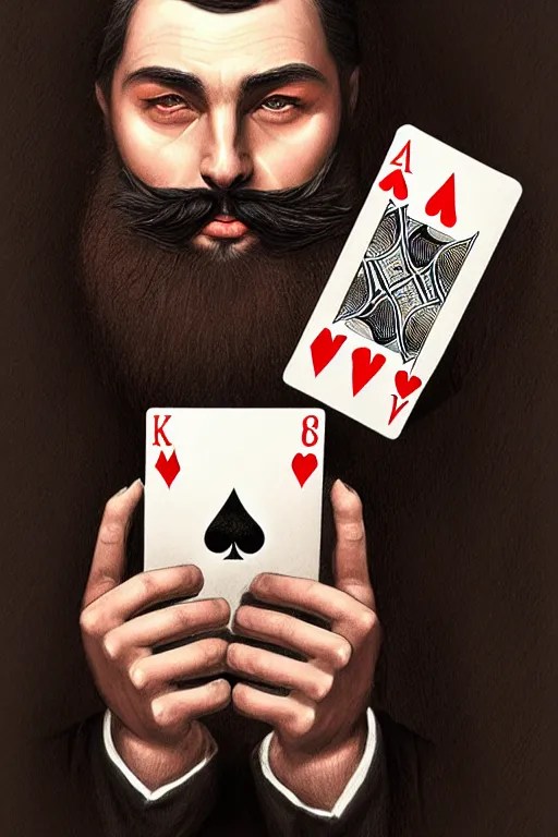 bearded round face with no moustache, magician holding Stable
