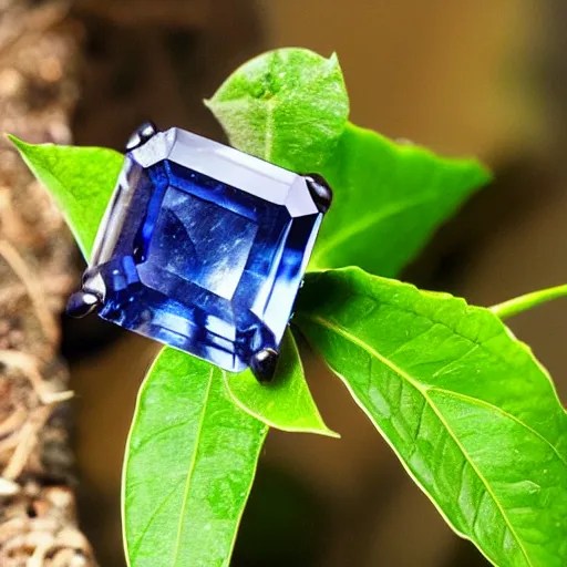 a plant growing cut sapphire gemstones instead of fruit Stable