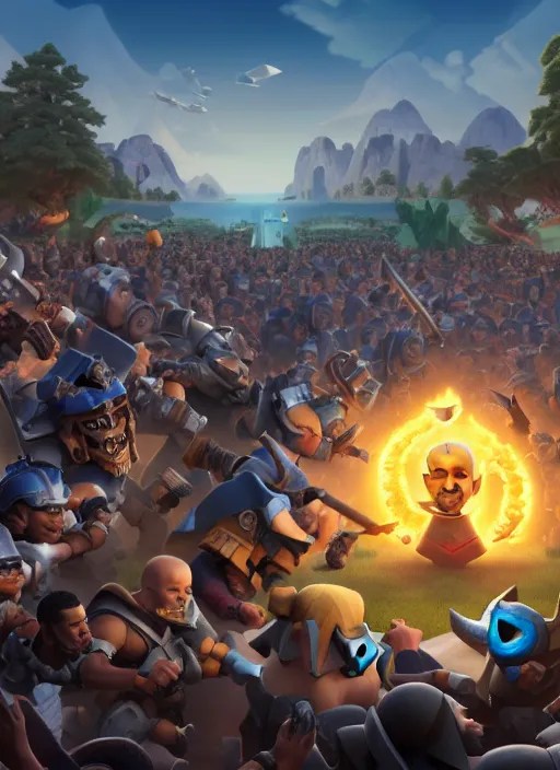obama in clash royale, stephen bliss, unreal engine, Stable Diffusion