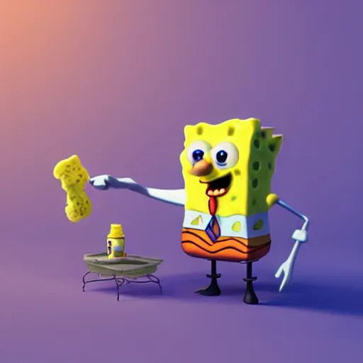 spongebob, 3 d, blender, by beeple, Stable Diffusion OpenArt