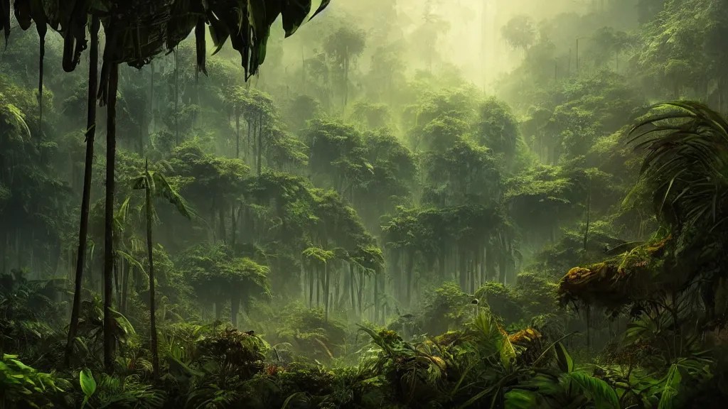 deep jungle from another world, beautiful jungle Stable Diffusion