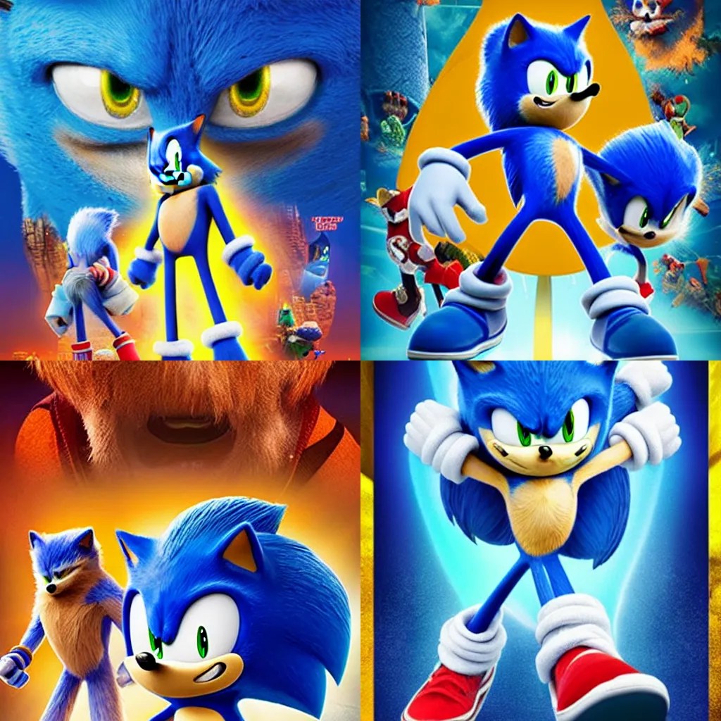 ugly sonic movie poster Stable Diffusion OpenArt