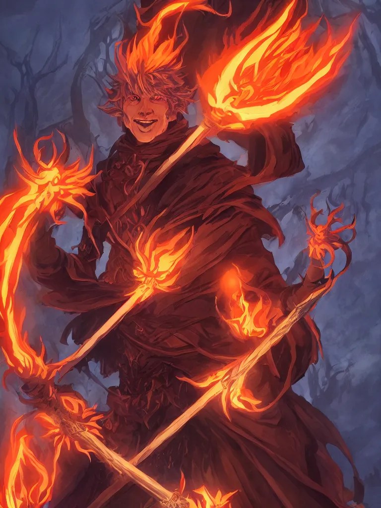 dungeons and dragons official art of male fire genasi Stable Diffusion