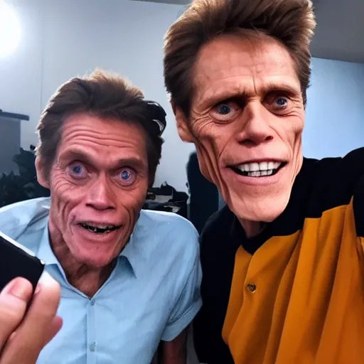 Willem Dafoe and Jerma taking a selfie together Stable Diffusion
