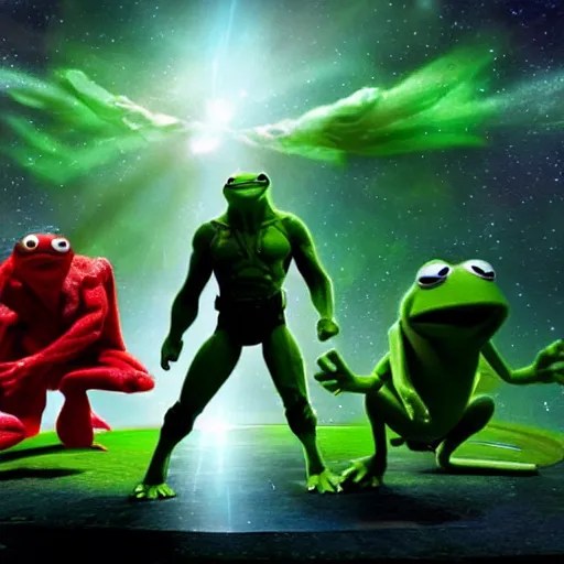 the avengers battle kermit the frog in space, galaxy, Stable