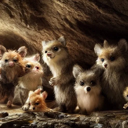 several species of small furry animals gathered Stable Diffusion