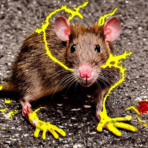 angry, drooling, rabies infected rat with glowing red Stable Diffusion