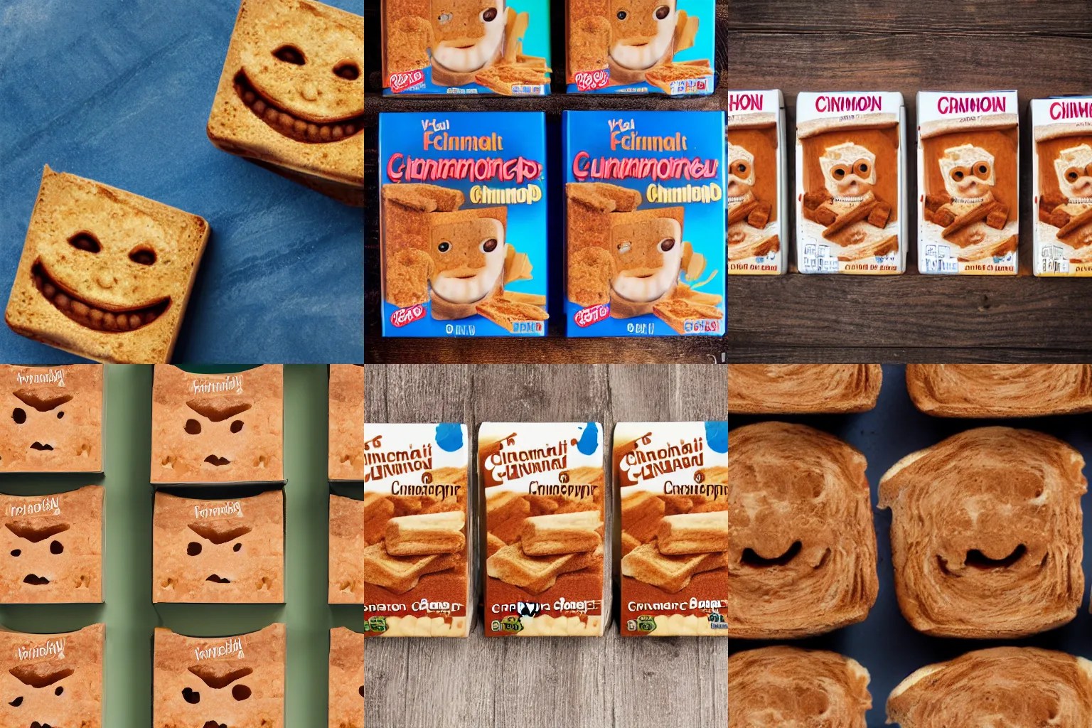 cinnamon faces on boxes of cinnamon toast crunch, Stable Diffusion
