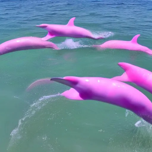 4k pink dolphins swimming ocean Stable Diffusion