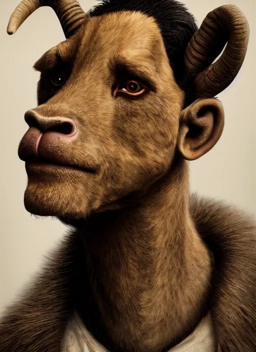 anthropomorphic portrait of half goat will smith, au Stable Diffusion