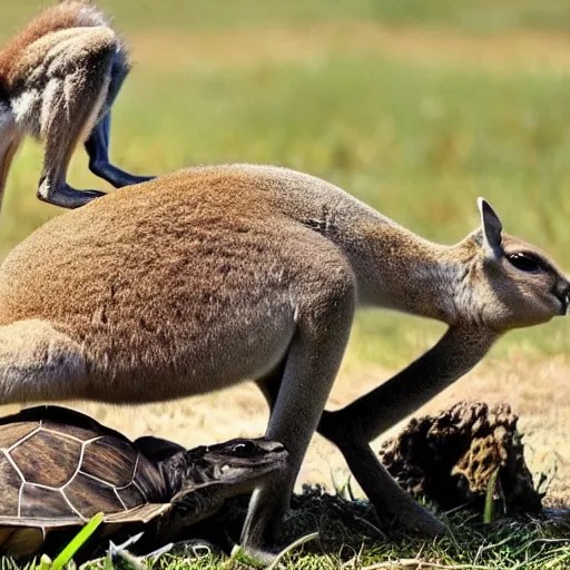 a kangaroo fighting a turtle Stable Diffusion OpenArt