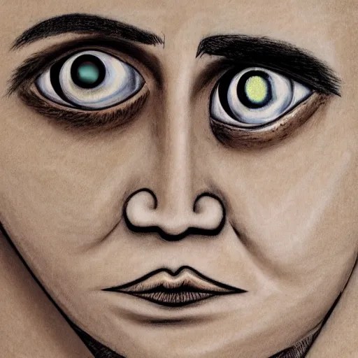 face with eyes very far wide apart Stable Diffusion