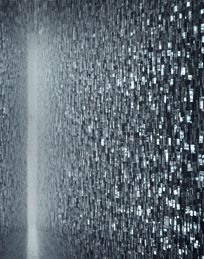 a infinite wall of mirrors translucent, invisible. Stable Diffusion