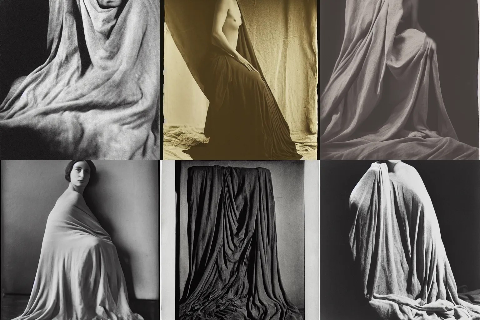 a photograph by Edward Weston of a woman draped in Stable Diffusion