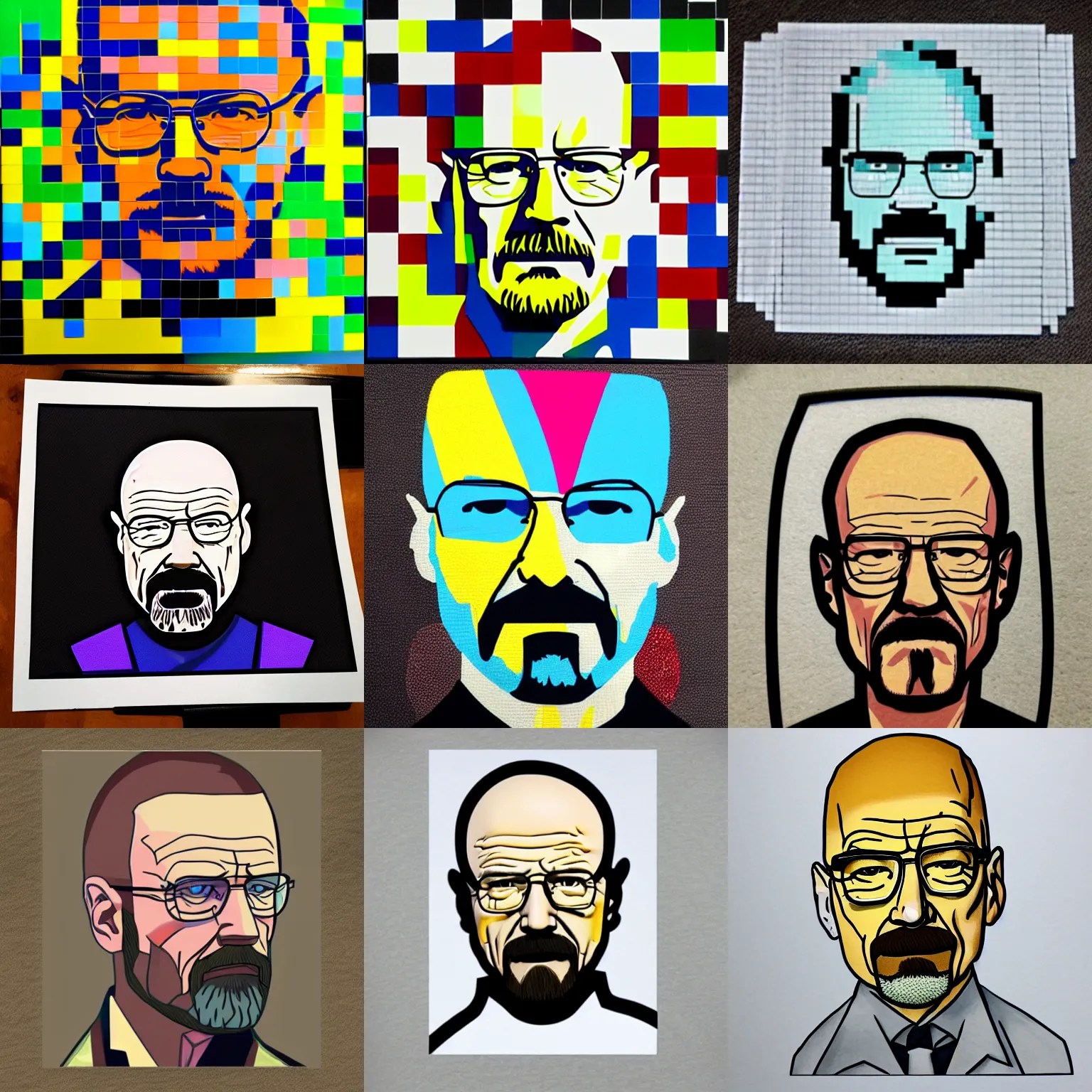 walter white, made with colored cubes Stable Diffusion OpenArt