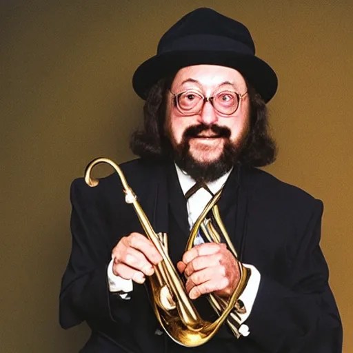 photo of chuck mangione hugging his flugelhorn Stable Diffusion OpenArt