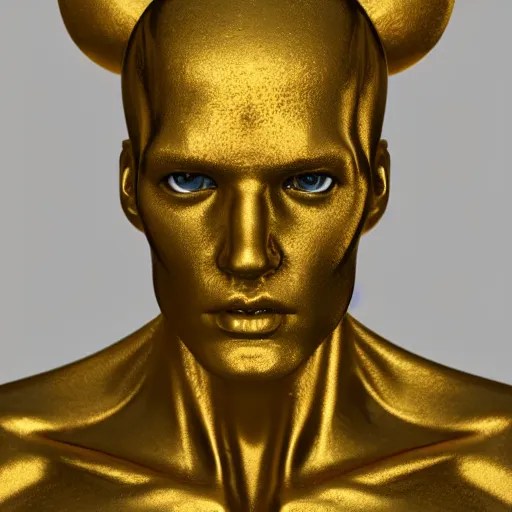 portrait of anatomy gold statue reflect chrome, 8 k Stable Diffusion