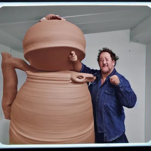 johnny vegas making a very large clay teapot, Stable Diffusion OpenArt