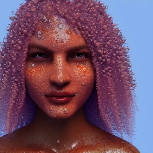 3 d render of wet orange skin with purple warts and Stable Diffusion