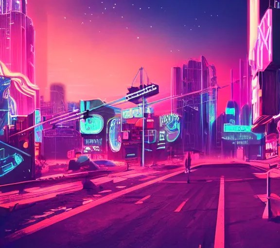 a dreamlike cyberpunk city sit in the very far future, Stable Diffusion