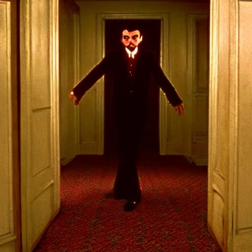 mr bean in the shining. here is johny! movie still, Stable Diffusion