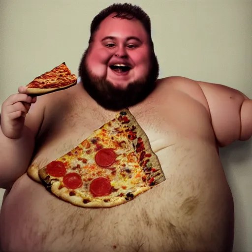 A fat man with a slice of pizza for a face and Stable Diffusion OpenArt