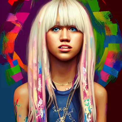 hannah montana album cover, artstation, painting, Stable Diffusion OpenArt