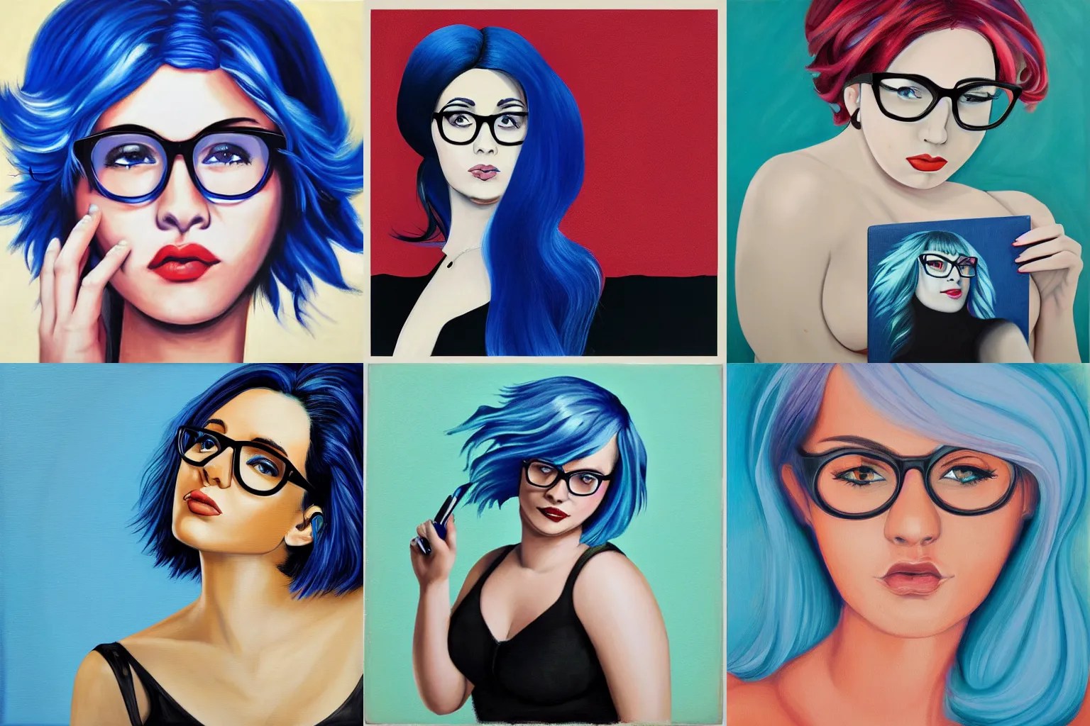 realistic painting of a beautiful seductive curvy blue Stable