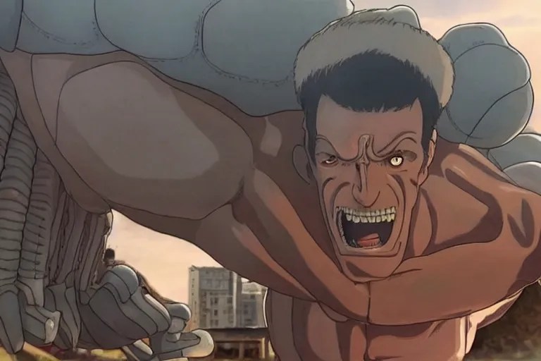 “Jeff goldblum as the cart titan from the anime attack Stable Diffusion