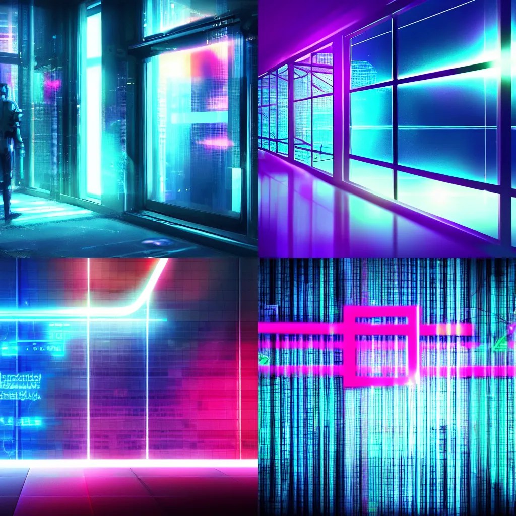 windows wallpaper , cyberpunk style, neon lights Stable Diffusion