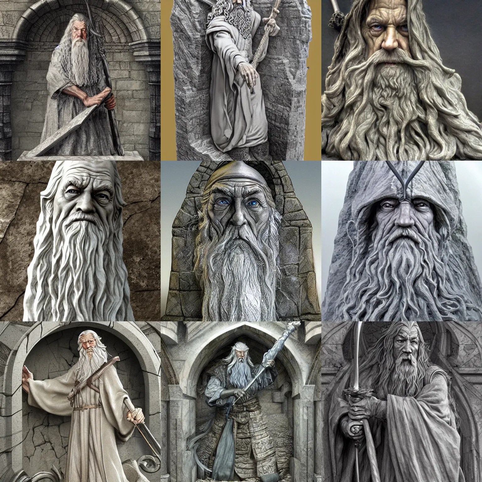 impressive marble sculpture depicting gandalf the grey Stable