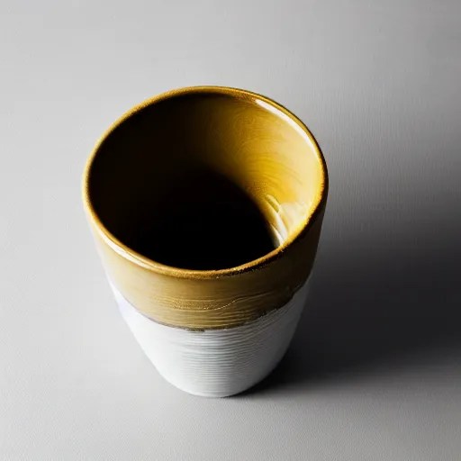 photo of a cracked ceramic cup repaired with gold, Stable Diffusion