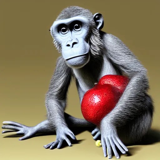 A monkey made out of fruit, 3d render, highly Stable Diffusion OpenArt