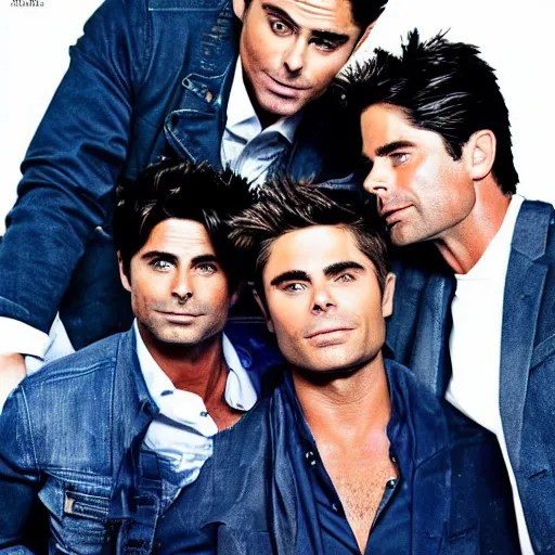 portrait of zac efron and john stamos and rob lowe, Stable Diffusion