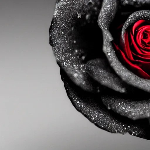 a higly detailed close up photograph of a black rose Stable