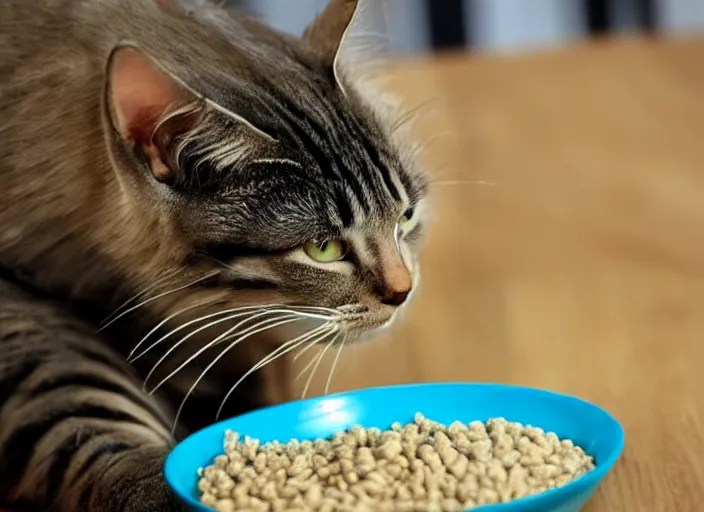 cat eating wet cat food, sloppy Stable Diffusion OpenArt