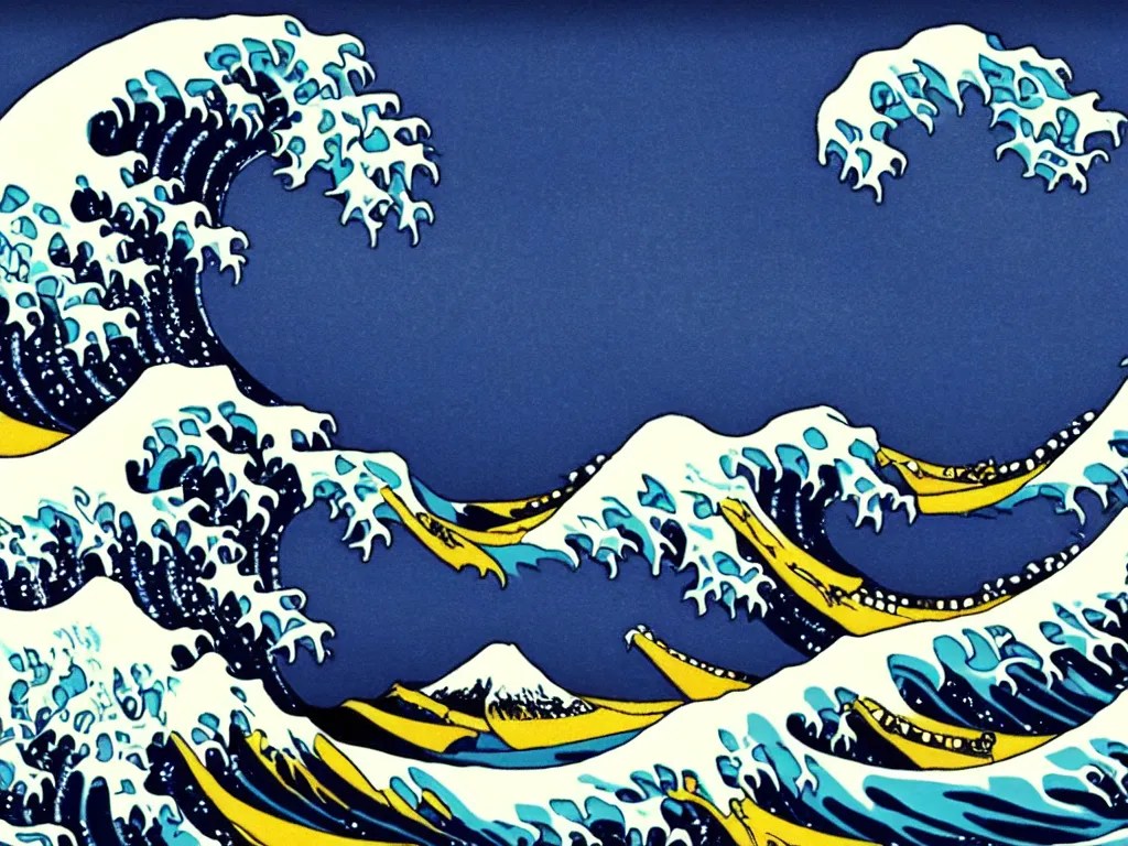 The Great Wave off Kanagawa, art by bob ross, 4k Stable Diffusion