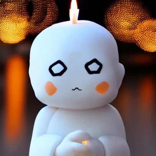 a white marble statue of reddit snoo surrounded by lit Stable
