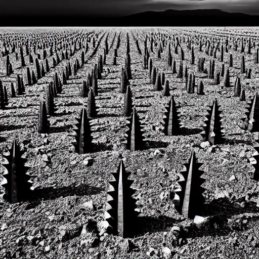 radioactive spike field, monolithic granite spikes, Stable Diffusion