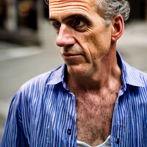 closeup portrait of a Jordan Peterson , new york back Stable