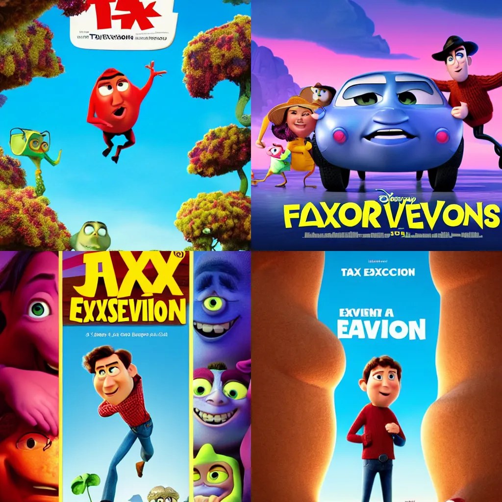 Tax Evasion a Pixar movie poster Stable Diffusion