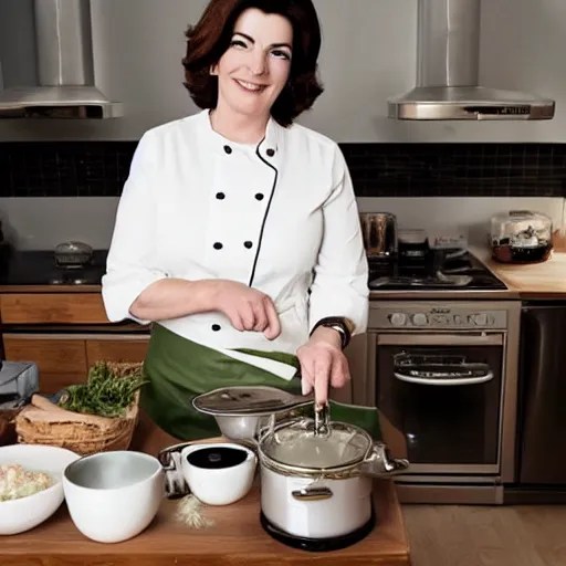 nigella lawson cooking a meal in the kitchen Stable Diffusion