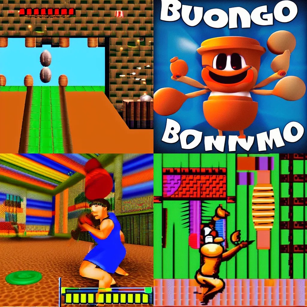 a first person bongo drum shooter video game on PS1. Stable Diffusion